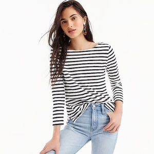 J Crew Navy Blue and Cream Sweater